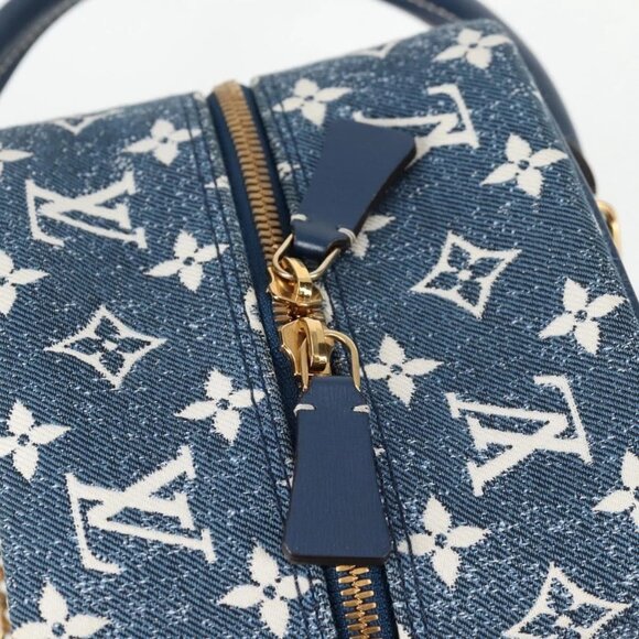 LOUIS VUITTON Monogram Denim Square bag Hand Bag Blue - Picture 13 of 16